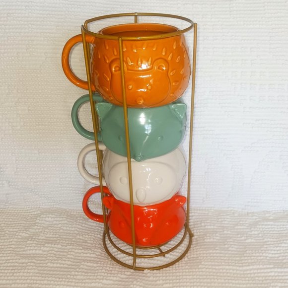 Other - Set of Four Coffee Mugs with Stand